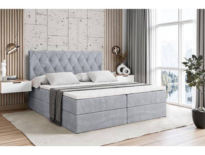 ALTDECOR Boxbett AMAY-BZ (mit Matratze Lattenrost Topper Polsterbett mit Bettkasten Doppelbett), H4 Multipocket / H3 Bonellfederung, Springboxbett Boxspringbett, grau von ALTDECOR