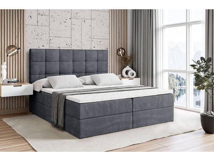 ALTDECOR Boxbett APO (mit Matratze Lattenrost Topper Polsterbett mit Bettkasten Doppelbett), H4 Multipocket / H3 Bonellfederung, Springboxbett Boxspringbett, grau von ALTDECOR