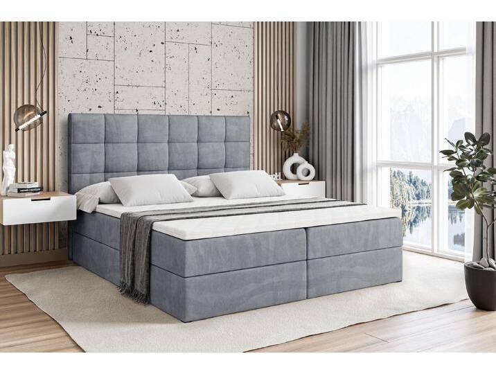 ALTDECOR Boxbett APO (mit Matratze Lattenrost Topper Polsterbett mit Bettkasten Doppelbett), H4 Multipocket / H3 Bonellfederung, Springboxbett Boxspringbett, grau von ALTDECOR