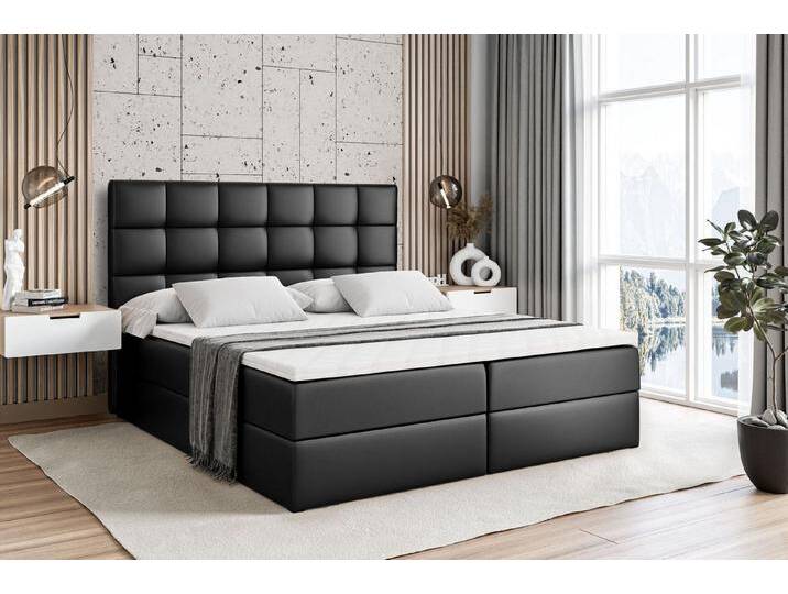 ALTDECOR Boxbett APO (mit Matratze Lattenrost Topper Polsterbett mit Bettkasten Doppelbett), H4 Multipocket / H3 Bonellfederung, Springboxbett Boxspringbett, schwarz von ALTDECOR