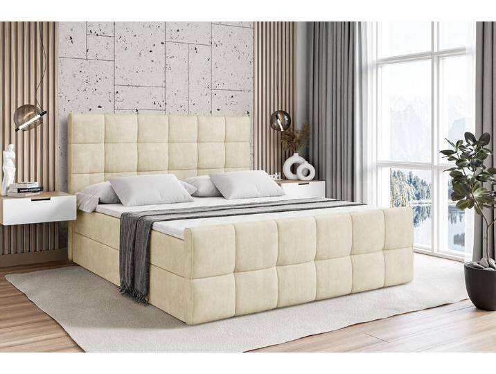 ALTDECOR Boxbett APO-Z (mit Matratze Lattenrost Topper Polsterbett mit Bettkasten Doppelbett), H4 Multipocket / H3 Bonellfederung, Springboxbett Boxspringbett, beige braun von ALTDECOR