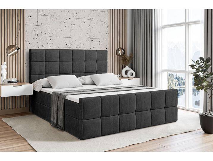 ALTDECOR Boxbett APO-Z (mit Matratze Lattenrost Topper Polsterbett mit Bettkasten Doppelbett), H4 Multipocket / H3 Bonellfederung, Springboxbett Boxspringbett, schwarz von ALTDECOR