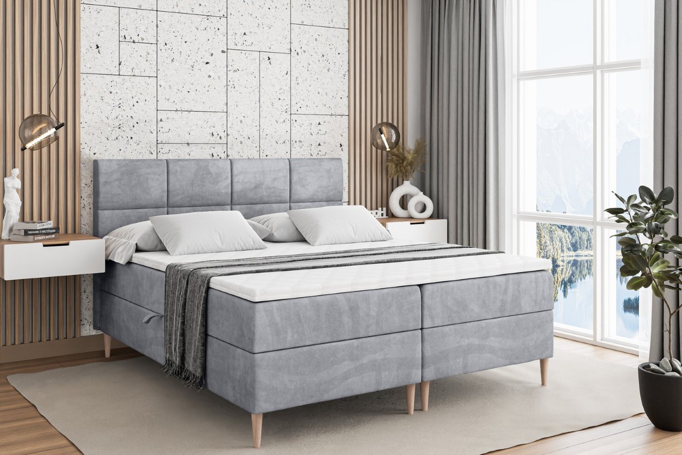ALTDECOR Boxbett ARDENI-F (Multipocket-Matratze H4, H3 Matratze Bonellfederung, Topper, Kopfteil) von ALTDECOR