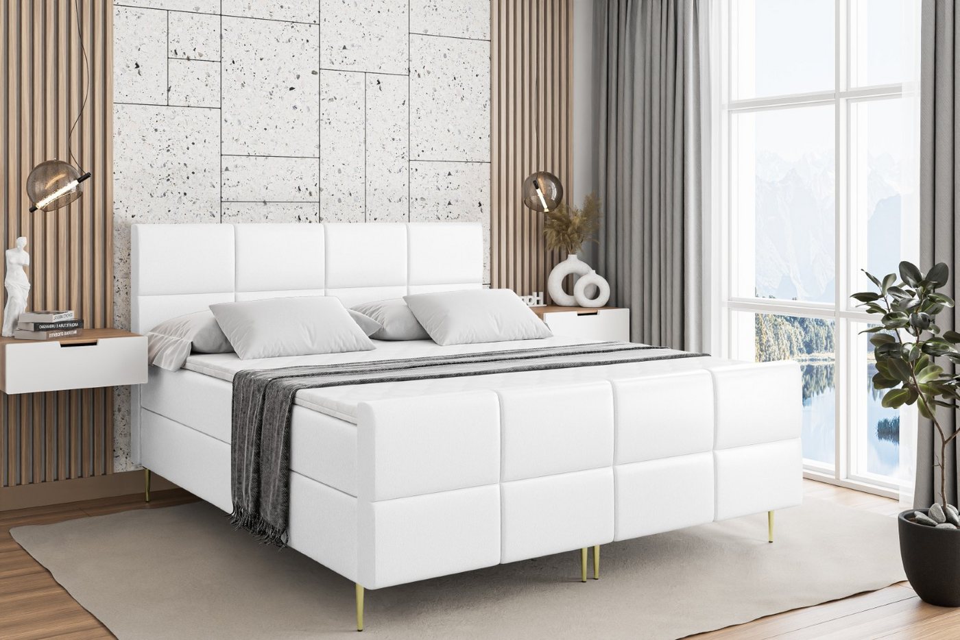 ALTDECOR Boxbett ARDENI-F-Z (Multipocket-Matratze H4, H3 Matratze Bonellfederung, Topper, Kopfteil) von ALTDECOR