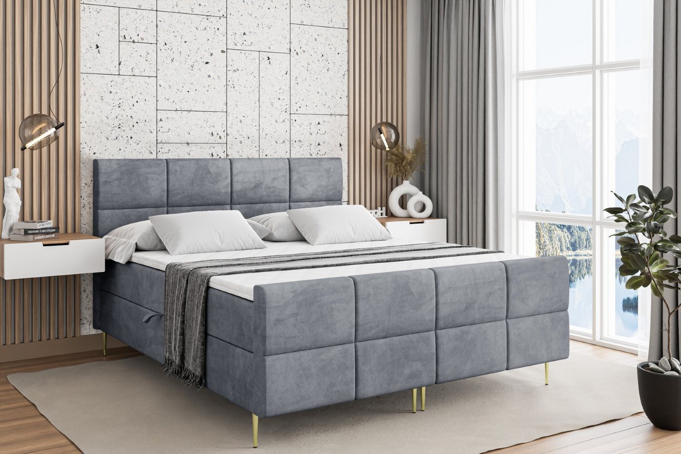 ALTDECOR Boxbett ARDENI-F-Z (Multipocket-Matratze H4, H3 Matratze Bonellfederung, Topper, Kopfteil) von ALTDECOR