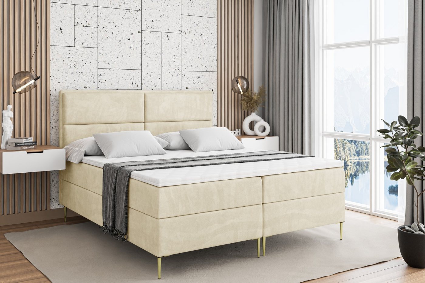 ALTDECOR Boxbett AURA-F (Multipocket-Matratze H4, H3 Matratze Bonellfederung, Topper, Kopfteil) von ALTDECOR