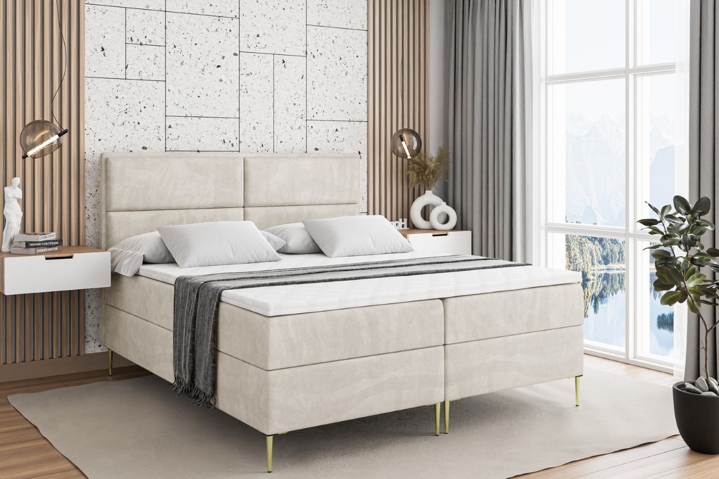 ALTDECOR Boxbett AURA-F (Multipocket-Matratze H4, H3 Matratze Bonellfederung, Topper, Kopfteil) von ALTDECOR