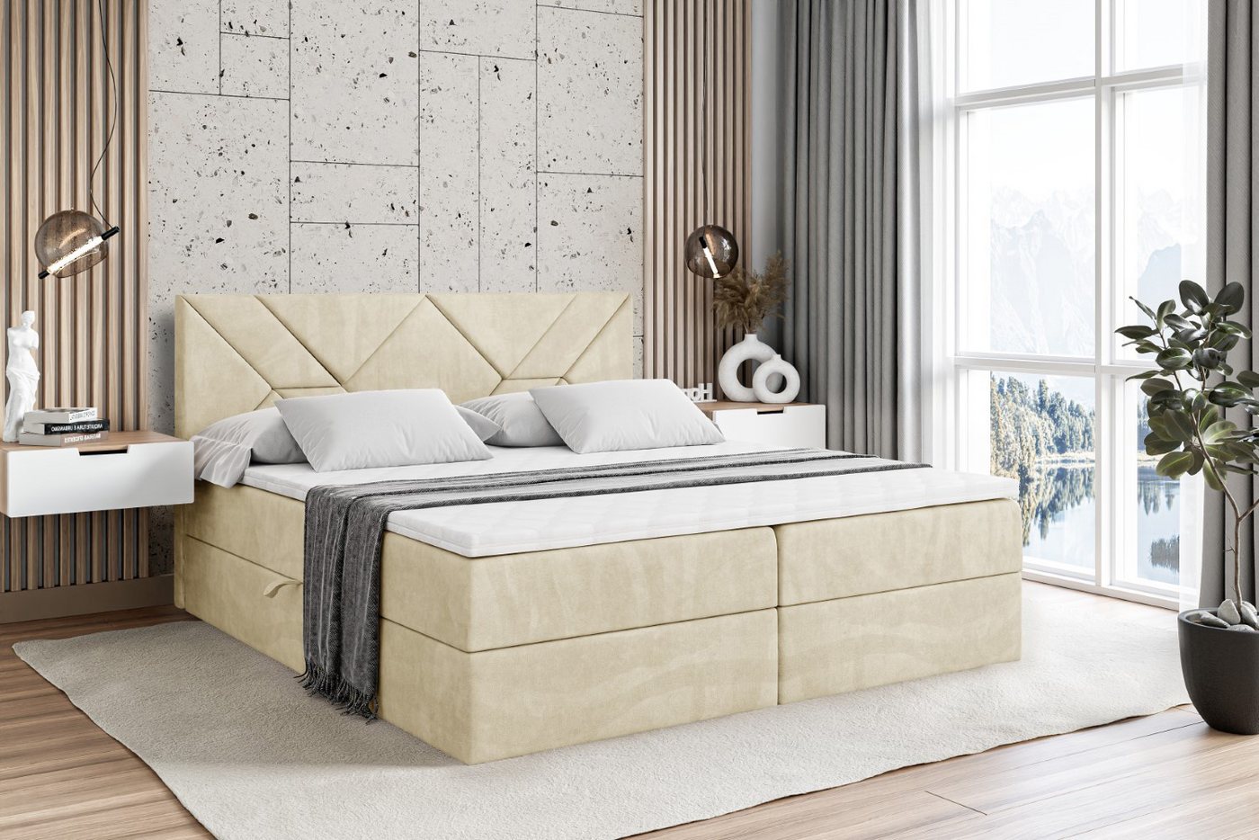 ALTDECOR Boxbett BARWA (Multipocket-Matratze H4, H3 Matratze Bonellfederung, Topper, Kopfteil) von ALTDECOR