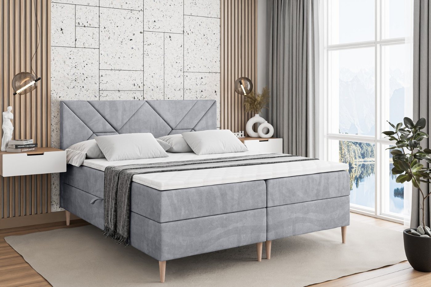 ALTDECOR Boxbett BARWA-F (Multipocket-Matratze H4, H3 Matratze Bonellfederung, Topper, Kopfteil) von ALTDECOR