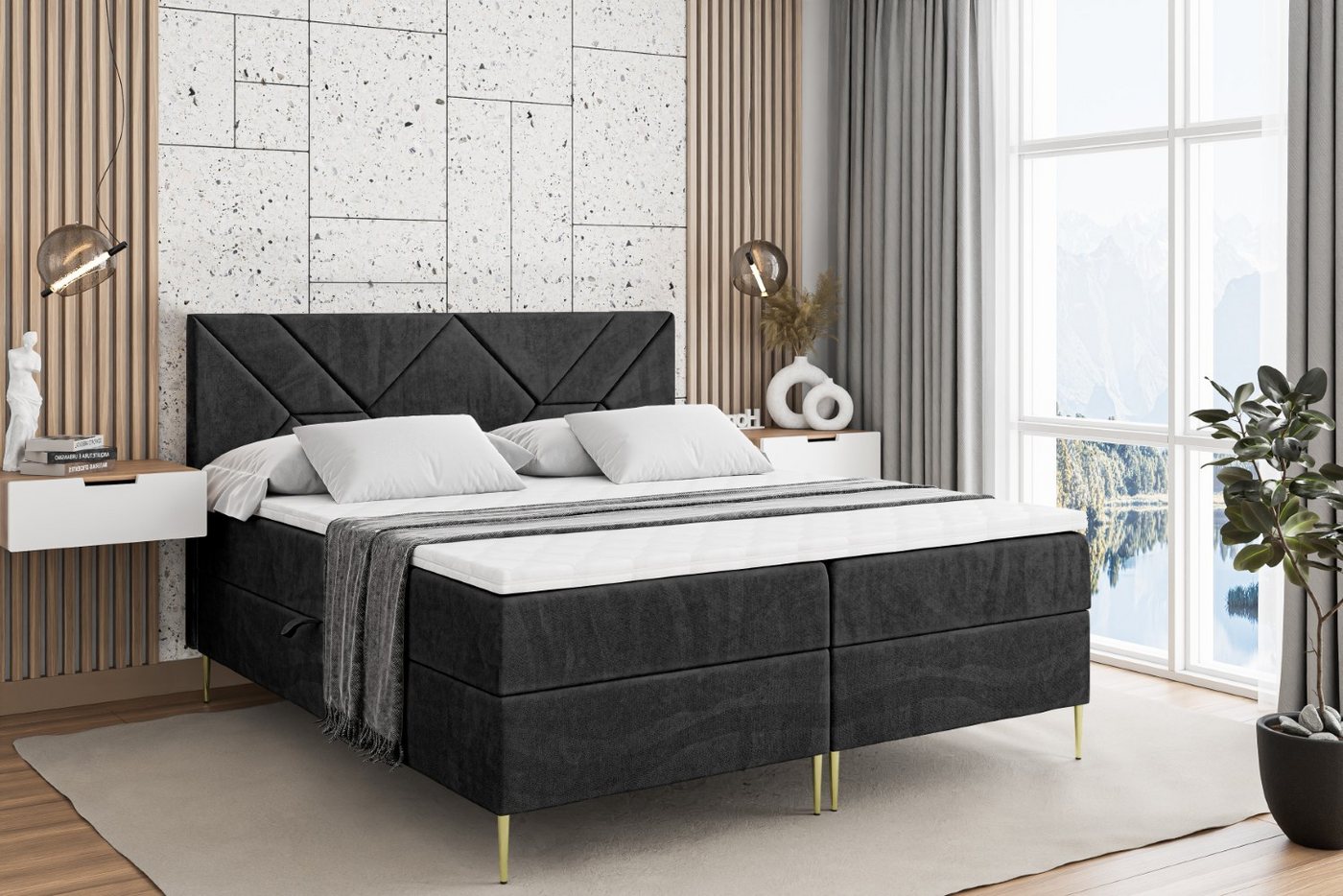 ALTDECOR Boxbett BARWA-F (Multipocket-Matratze H4, H3 Matratze Bonellfederung, Topper, Kopfteil) von ALTDECOR