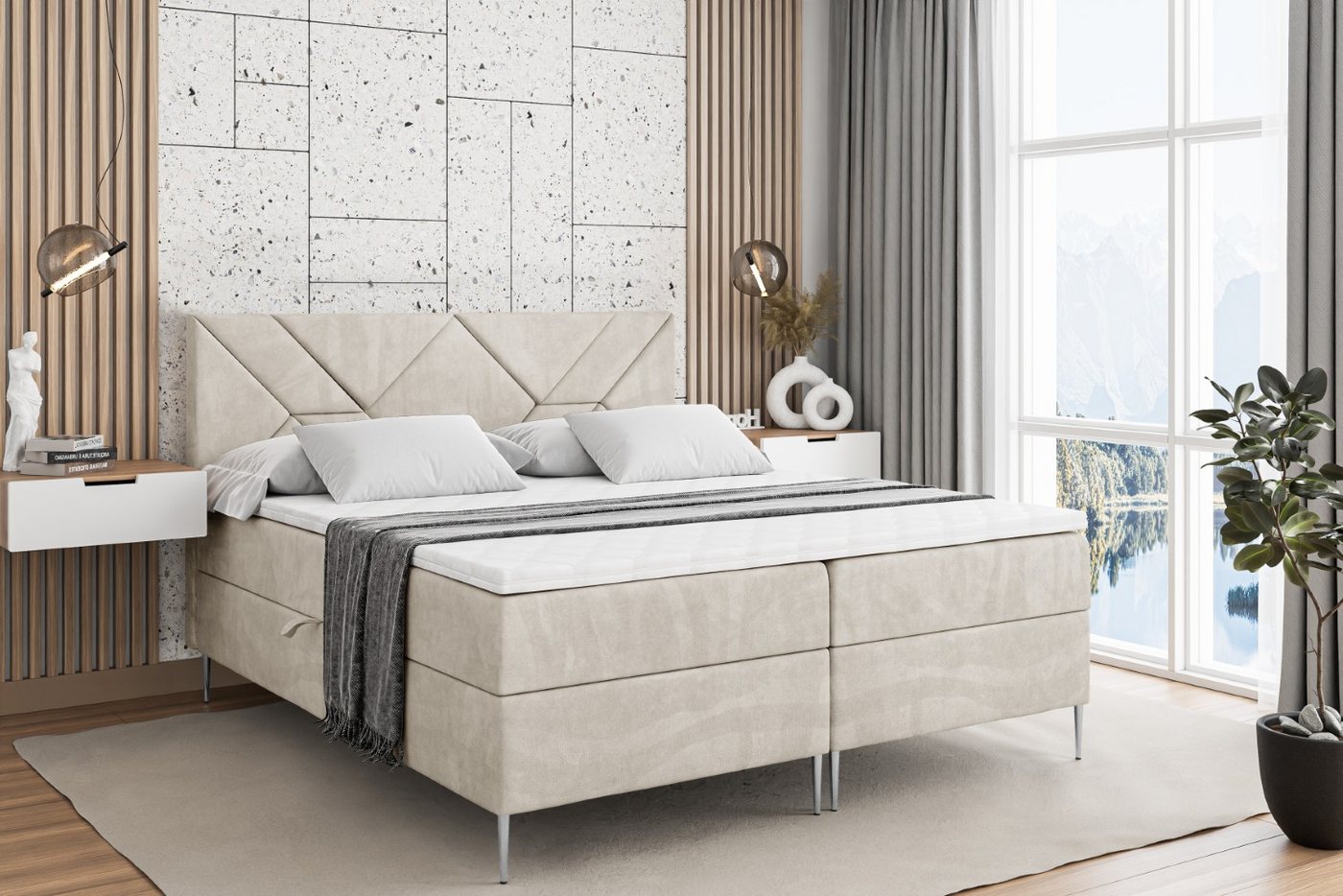 ALTDECOR Boxbett BARWA-F (Multipocket-Matratze H4, H3 Matratze Bonellfederung, Topper, Kopfteil) von ALTDECOR