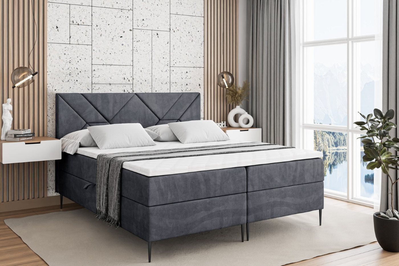 ALTDECOR Boxbett BARWA-F (Multipocket-Matratze H4, H3 Matratze Bonellfederung, Topper, Kopfteil) von ALTDECOR