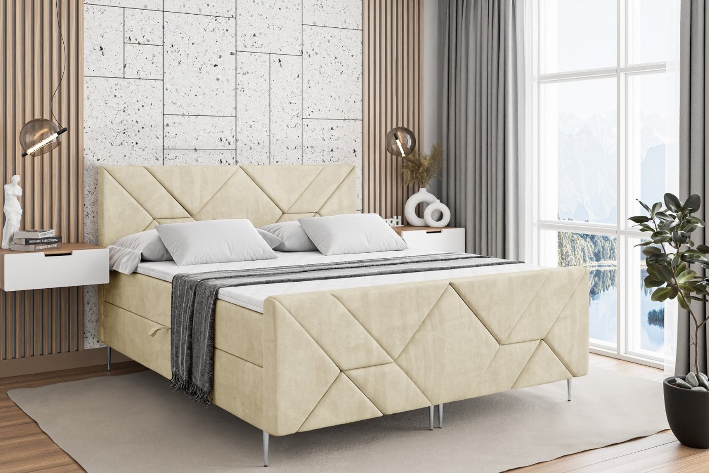 ALTDECOR Boxbett BARWA-F-Z (Multipocket-Matratze H4, H3 Matratze Bonellfederung, Topper, Kopfteil) von ALTDECOR