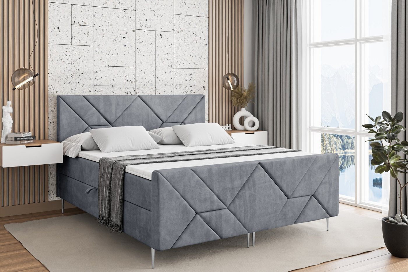 ALTDECOR Boxbett BARWA-F-Z (Multipocket-Matratze H4, H3 Matratze Bonellfederung, Topper, Kopfteil) von ALTDECOR