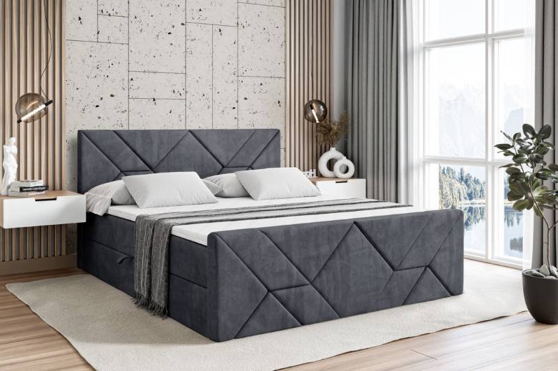 ALTDECOR Boxbett BARWA-Z (Multipocket-Matratze H4, H3 Matratze Bonellfederung, Topper, Kopfteil), Doppelbett mit Fußteil von ALTDECOR