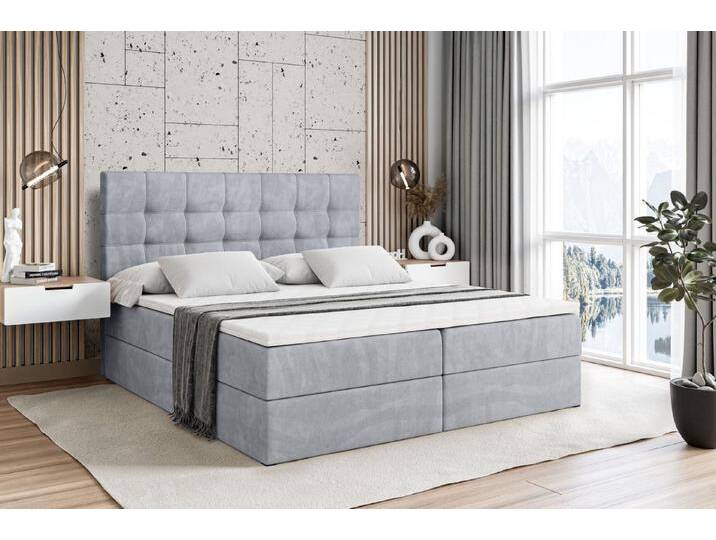 ALTDECOR Boxbett BERO (mit Matratze Lattenrost Topper Polsterbett mit Bettkasten Doppelbett), H4 Multipocket / H3 Bonellfederung, Springboxbett Boxspringbett, grau von ALTDECOR