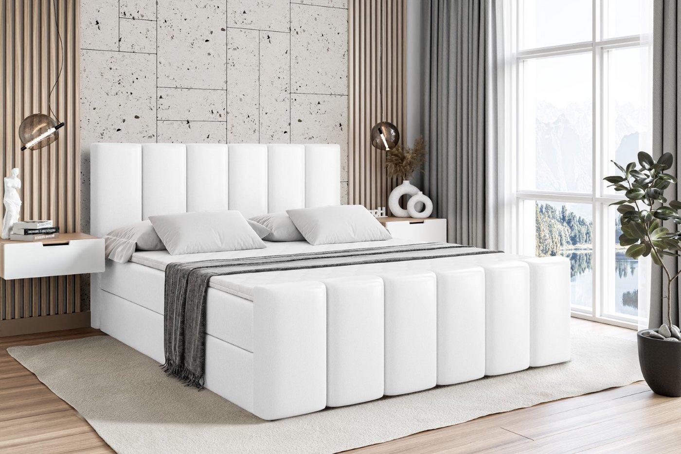 ALTDECOR Boxbett BOXI1-Z (Multipocket-Matratze H4, H3 Matratze Bonellfederung, Topper, Kopfteil), Doppelbett mit Fußteil von ALTDECOR