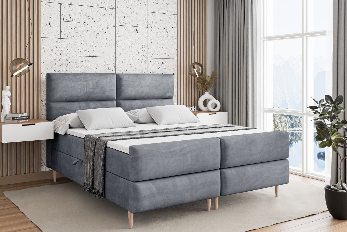 ALTDECOR Boxbett BOXI3-F-Z (Multipocket-Matratze H4, H3 Matratze Bonellfederung, Topper, Kopfteil) von ALTDECOR