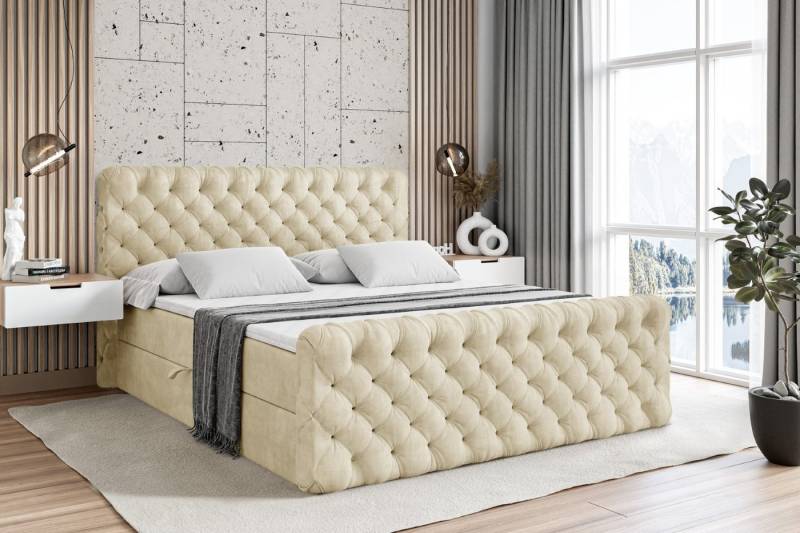 ALTDECOR Boxbett BOXI8-Z (Multipocket-Matratze H4, H3 Matratze Bonellfederung, Topper, Kopfteil), Doppelbett mit Fußteil von ALTDECOR
