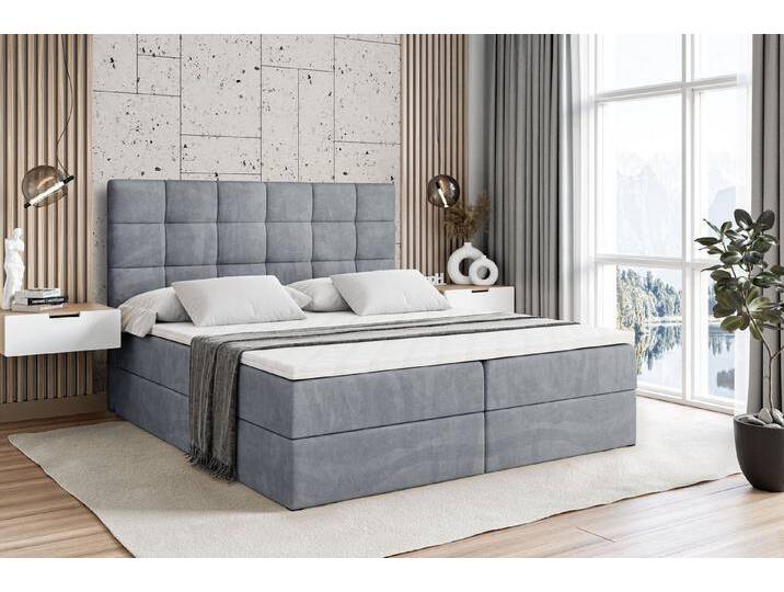 ALTDECOR Boxbett BRUGO (mit Matratze Lattenrost Topper Polsterbett mit Bettkasten Doppelbett), H4 Multipocket / H3 Bonellfederung, Springboxbett Boxspringbett, grau von ALTDECOR