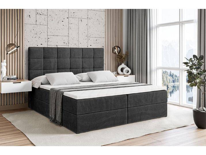 ALTDECOR Boxbett BRUGO (mit Matratze Lattenrost Topper Polsterbett mit Bettkasten Doppelbett), H4 Multipocket / H3 Bonellfederung, Springboxbett Boxspringbett, schwarz von ALTDECOR