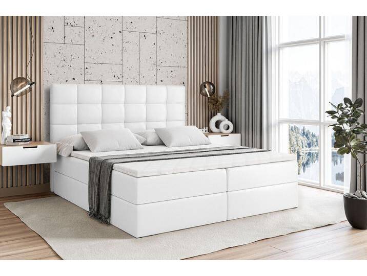 ALTDECOR Boxbett BRUGO (mit Matratze Lattenrost Topper Polsterbett mit Bettkasten Doppelbett), H4 Multipocket / H3 Bonellfederung, Springboxbett Boxspringbett, weiß von ALTDECOR