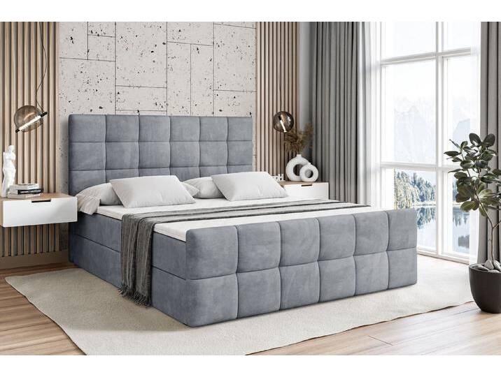 ALTDECOR Boxbett BRUGO-Z (mit Matratze Lattenrost Topper Polsterbett mit Bettkasten Doppelbett), H4 Multipocket / H3 Bonellfederung, Springboxbett Boxspringbett, grau von ALTDECOR