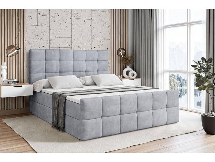 ALTDECOR Boxbett BRUGO-Z (mit Matratze Lattenrost Topper Polsterbett mit Bettkasten Doppelbett), H4 Multipocket / H3 Bonellfederung, Springboxbett Boxspringbett, grau von ALTDECOR