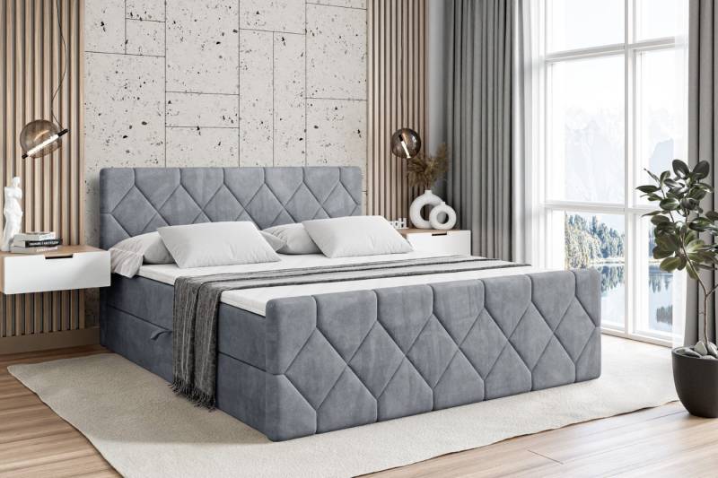 ALTDECOR Boxbett CATOR-Z (Multipocket-Matratze H4, H3 Matratze Bonellfederung, Topper, Kopfteil), Doppelbett mit Fußteil von ALTDECOR