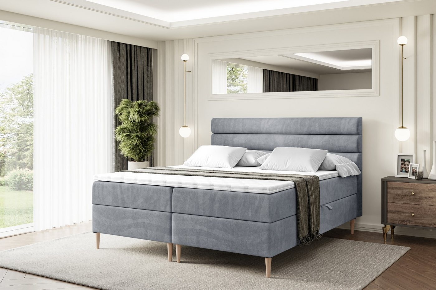 ALTDECOR Boxbett CELESTIA-F (Multipocket-Matratze H4, H3 Matratze Bonellfederung, Topper, Kopfteil) von ALTDECOR
