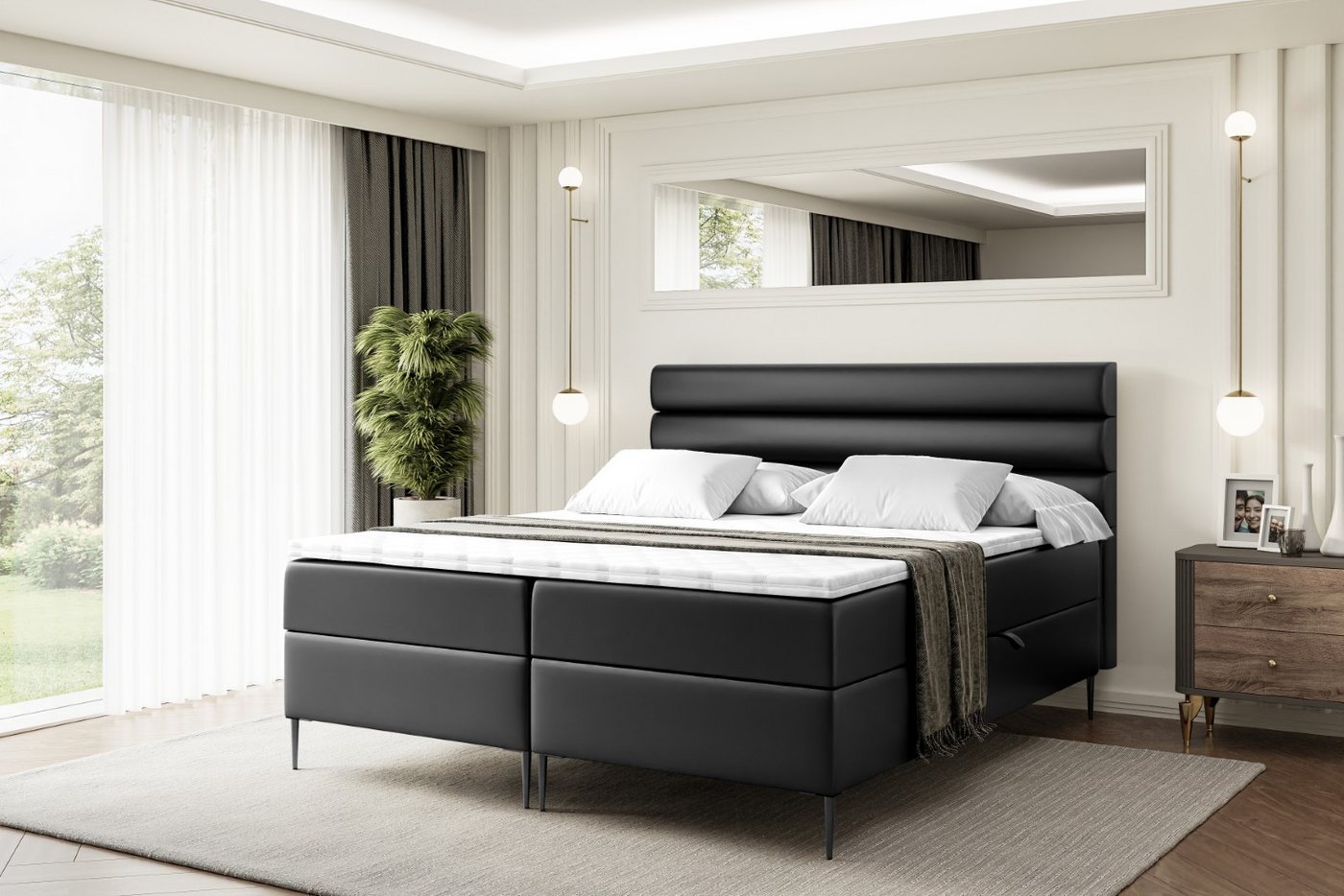 ALTDECOR Boxbett CELESTIA-F (Multipocket-Matratze H4, H3 Matratze Bonellfederung, Topper, Kopfteil) von ALTDECOR