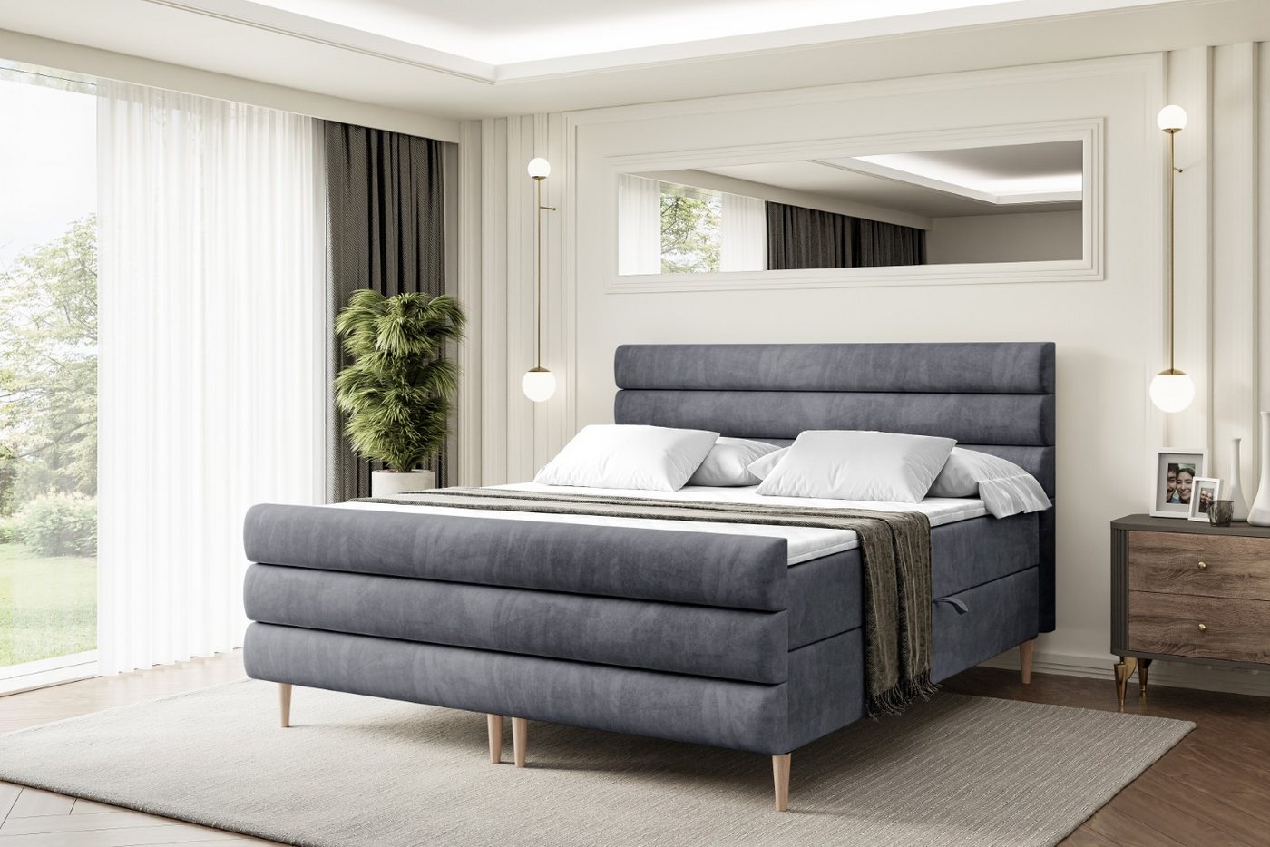 ALTDECOR Boxbett CELESTIA-F-Z (Multipocket-Matratze H4, H3 Matratze Bonellfederung, Topper, Kopfteil) von ALTDECOR