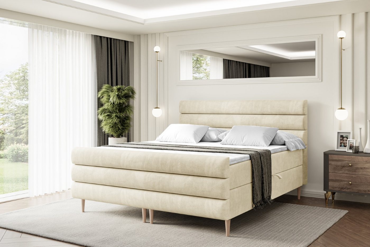 ALTDECOR Boxbett CELESTIA-F-Z (Multipocket-Matratze H4, H3 Matratze Bonellfederung, Topper, Kopfteil) von ALTDECOR