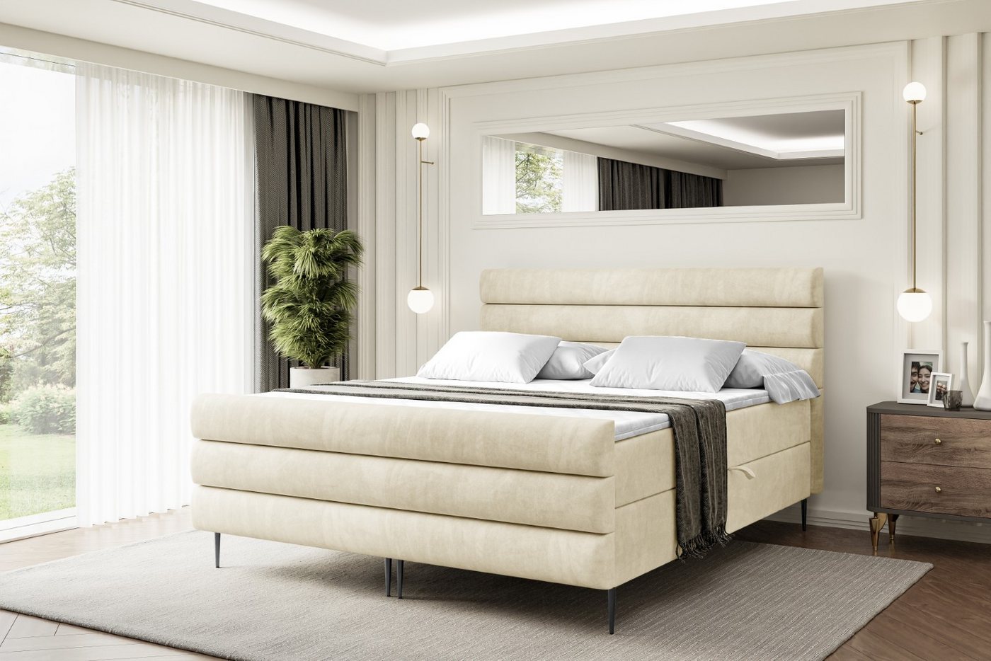 ALTDECOR Boxbett CELESTIA-F-Z (Multipocket-Matratze H4, H3 Matratze Bonellfederung, Topper, Kopfteil) von ALTDECOR