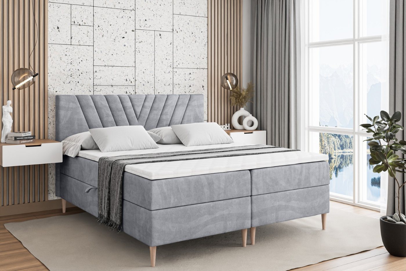 ALTDECOR Boxbett ERNINA-F (Multipocket-Matratze H4, H3 Matratze Bonellfederung, Topper, Kopfteil) von ALTDECOR