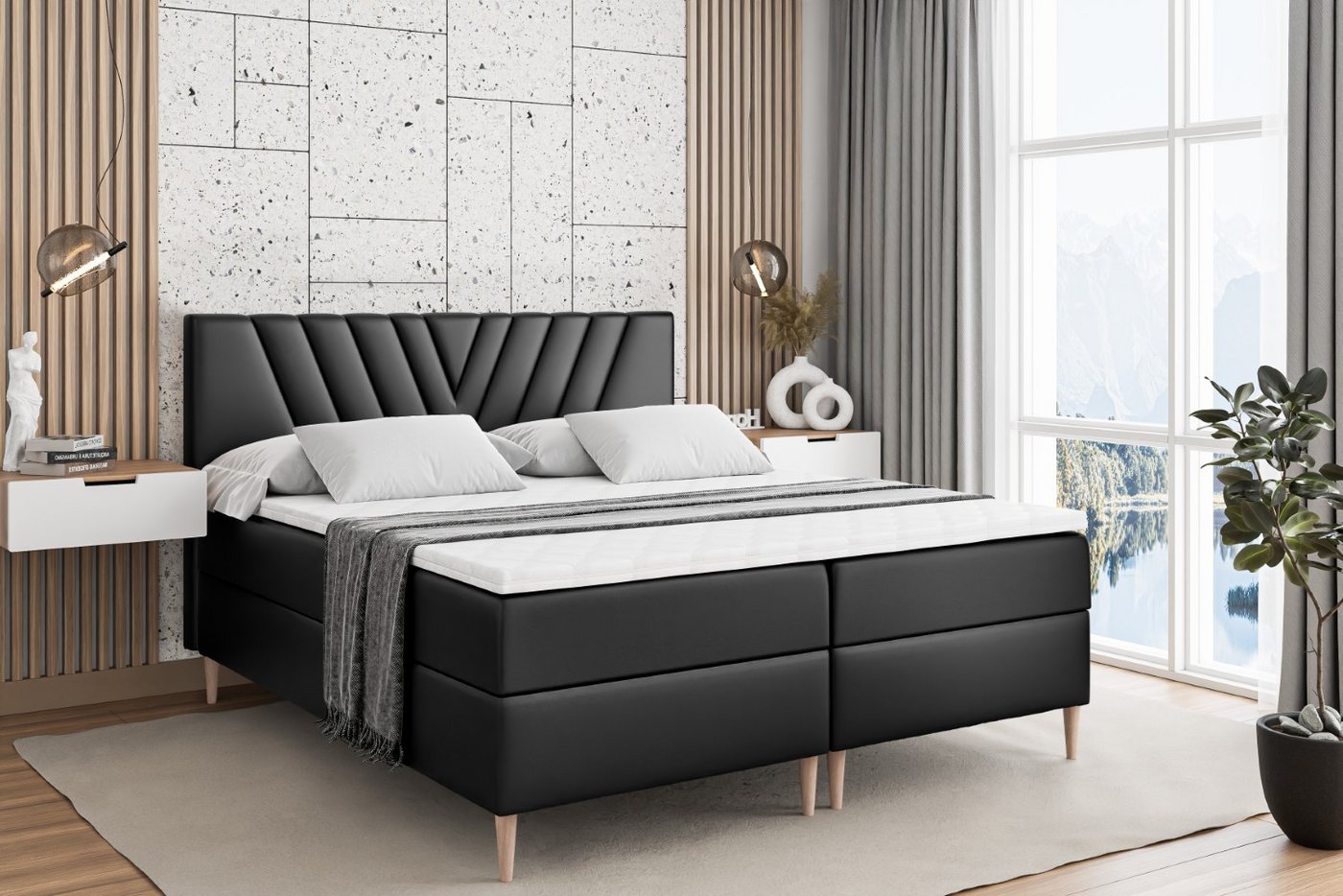 ALTDECOR Boxbett ERNINA-F (Multipocket-Matratze H4, H3 Matratze Bonellfederung, Topper, Kopfteil) von ALTDECOR