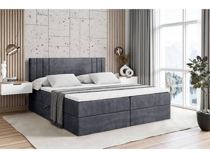 ALTDECOR Boxbett IDRIKO (Multipocket-Matratze H4, H3 Matratze Bonellfederung, Topper, Kopfteil), grau, H4, Dunkelgrau Casablanca von ALTDECOR