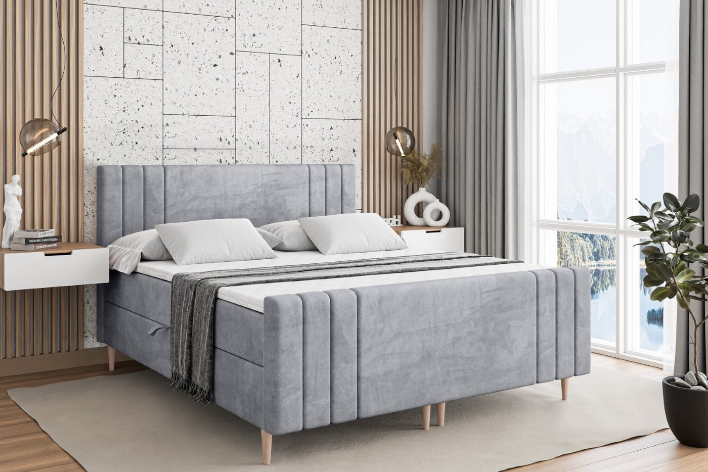 ALTDECOR Boxbett IDRIKO-F-Z (Multipocket-Matratze H4, H3 Matratze Bonellfederung, Topper, Kopfteil) von ALTDECOR