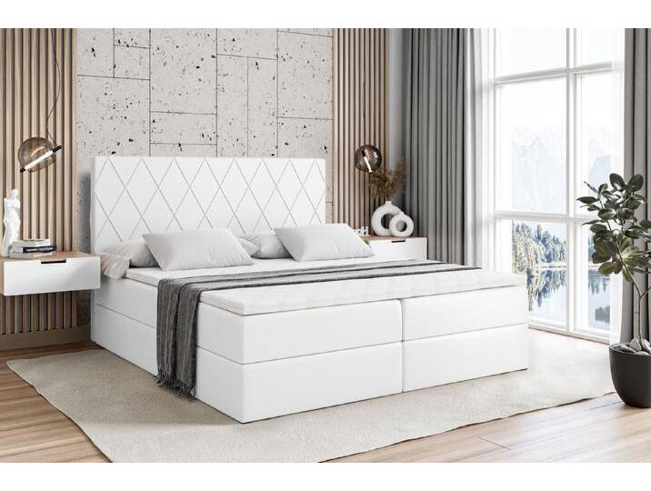 ALTDECOR Boxbett LEPARO (mit Matratze Lattenrost Topper Polsterbett mit Bettkasten Doppelbett), H4 Multipocket / H3 Bonellfederung, Springboxbett Boxspringbett, schwarz von ALTDECOR