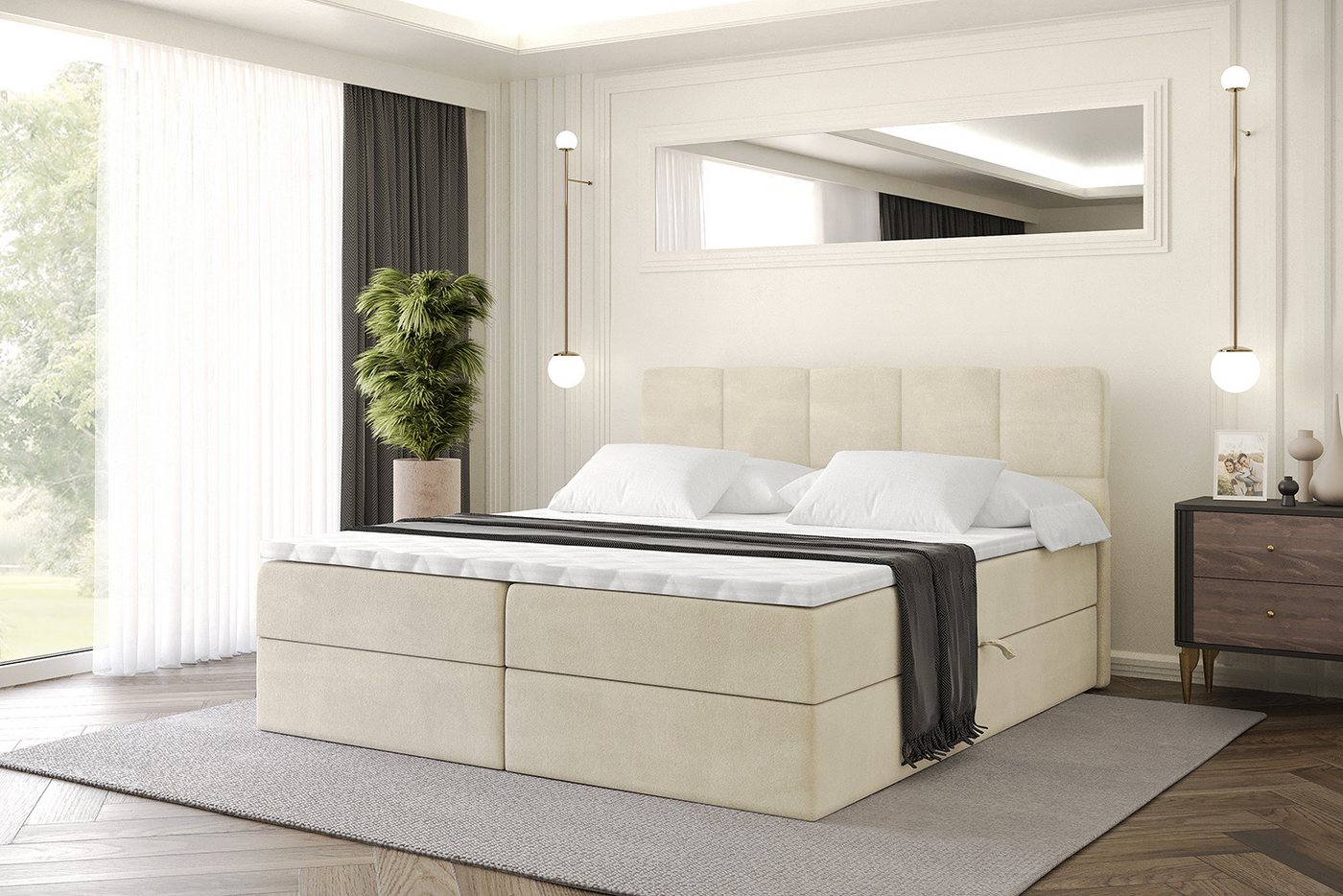 ALTDECOR Boxbett LIRO (Multipocket-Matratze H4, H3 Matratze Bonellfederung, Topper, Kopfteil) von ALTDECOR
