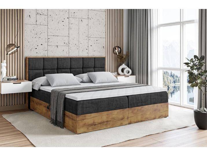 ALTDECOR Boxbett LOLLI2 (Multipocket-Matratze H4. H3 Matratze Bonellfederung. Topper. Kopfteil), schwarz, H3, Schwarz Samt von ALTDECOR