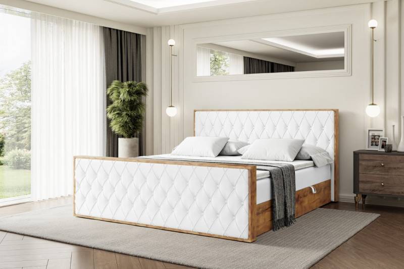 ALTDECOR Boxbett LOLLI5-Z (Multipocket-Matratze H4, H3 Matratze Bonellfederung, Topper, Kopfteil), Doppelbett mit Fußteil von ALTDECOR
