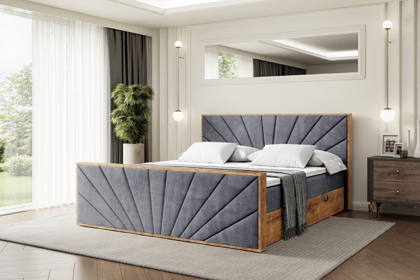 ALTDECOR Boxbett LOLLI6-Z (Multipocket-Matratze H4, H3 Matratze Bonellfederung, Topper, Kopfteil), Doppelbett mit Fußteil von ALTDECOR