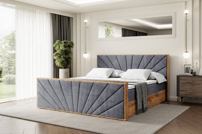 ALTDECOR Boxbett LOLLI6-Z (Multipocket-Matratze H4, H3 Matratze Bonellfederung, Topper, Kopfteil), Doppelbett mit Fußteil von ALTDECOR