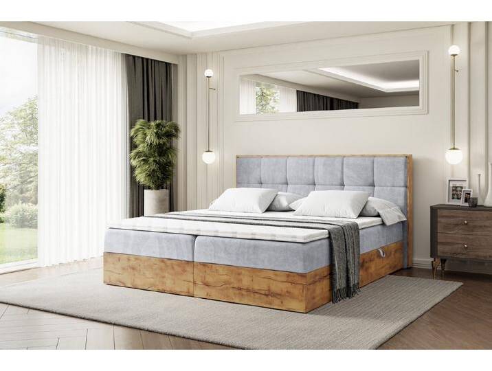 ALTDECOR Boxbett LOLLI7 (Multipocket-Matratze H4, H3 Matratze Bonellfederung, Topper, Kopfteil), grau, H4, Grau Monolith von ALTDECOR