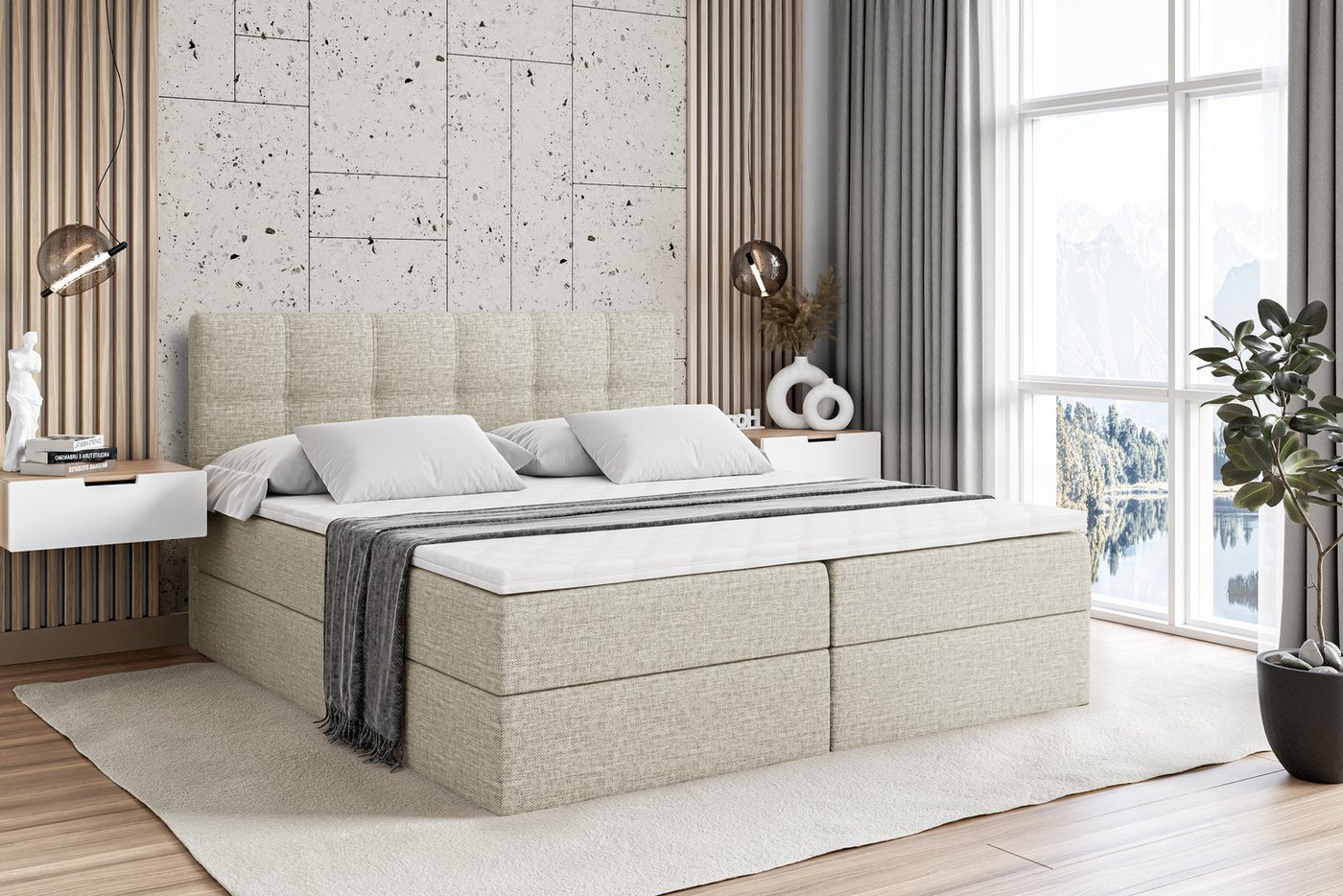 ALTDECOR Boxbett MARCE (Multipocket-Matratze H4, H3 Matratze Bonellfederung, Topper, Kopfteil) von ALTDECOR