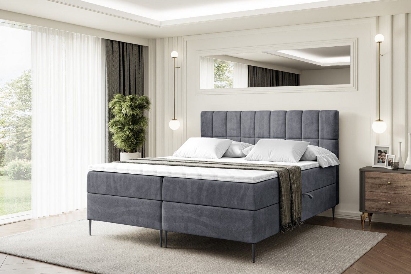 ALTDECOR Boxbett MIAMI-F (Multipocket-Matratze H4, H3 Matratze Bonellfederung, Topper, Kopfteil) von ALTDECOR