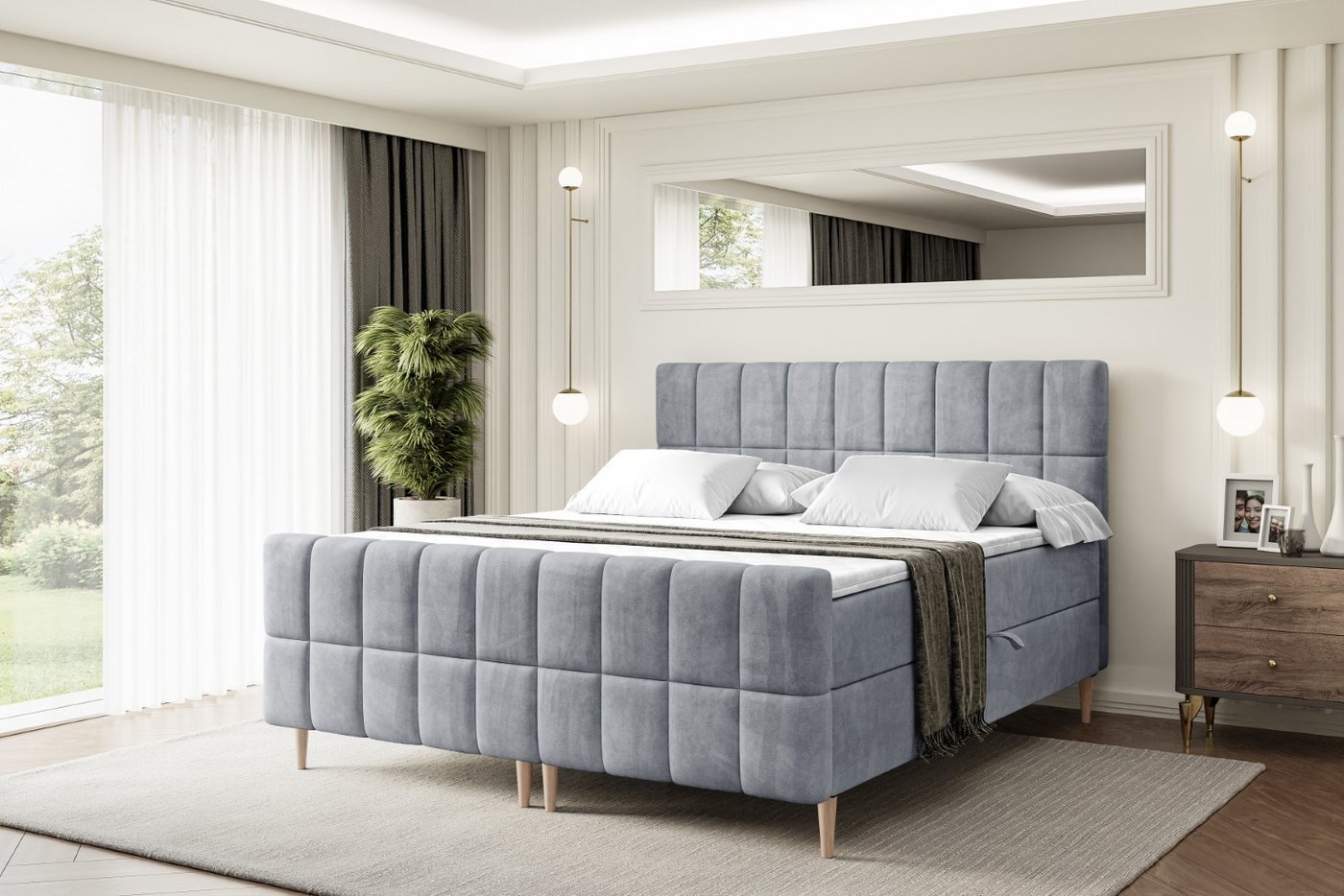 ALTDECOR Boxbett MIAMI-F-Z (Multipocket-Matratze H4, H3 Matratze Bonellfederung, Topper, Kopfteil) von ALTDECOR
