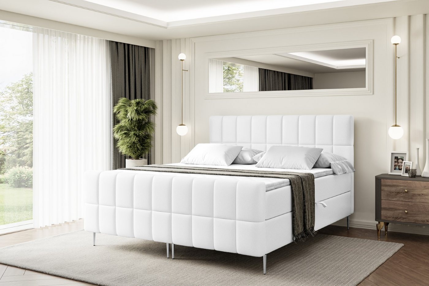 ALTDECOR Boxbett MIAMI-F-Z (Multipocket-Matratze H4, H3 Matratze Bonellfederung, Topper, Kopfteil) von ALTDECOR