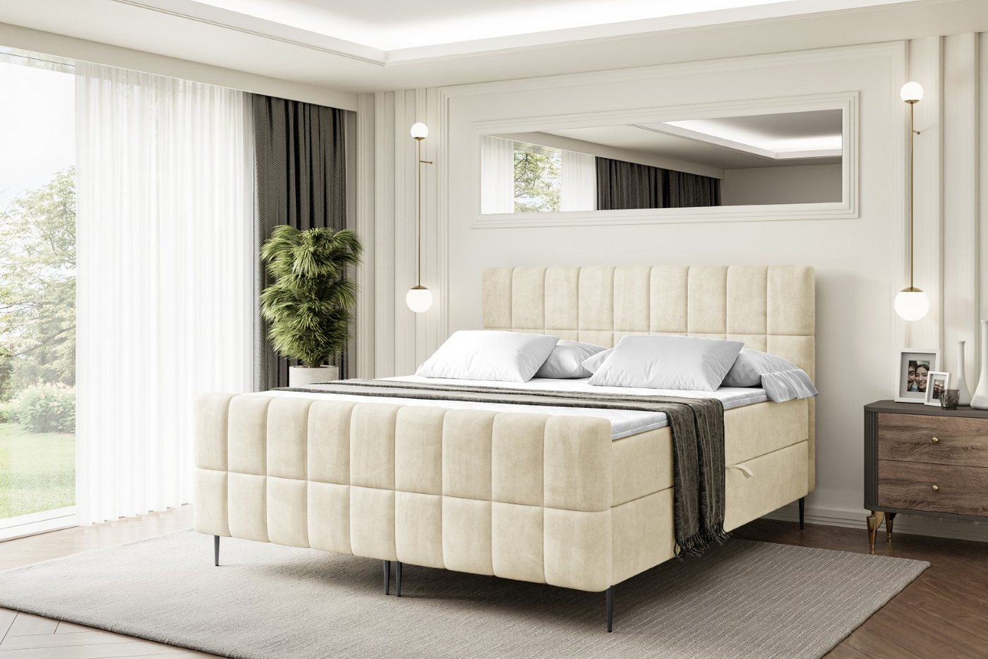 ALTDECOR Boxbett MIAMI-F-Z (Multipocket-Matratze H4, H3 Matratze Bonellfederung, Topper, Kopfteil) von ALTDECOR